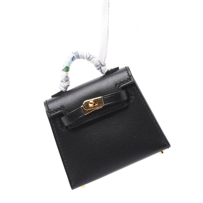 Hermes Tadelakt Mini Kelly Twilly Bag Charm Black 3 of 4