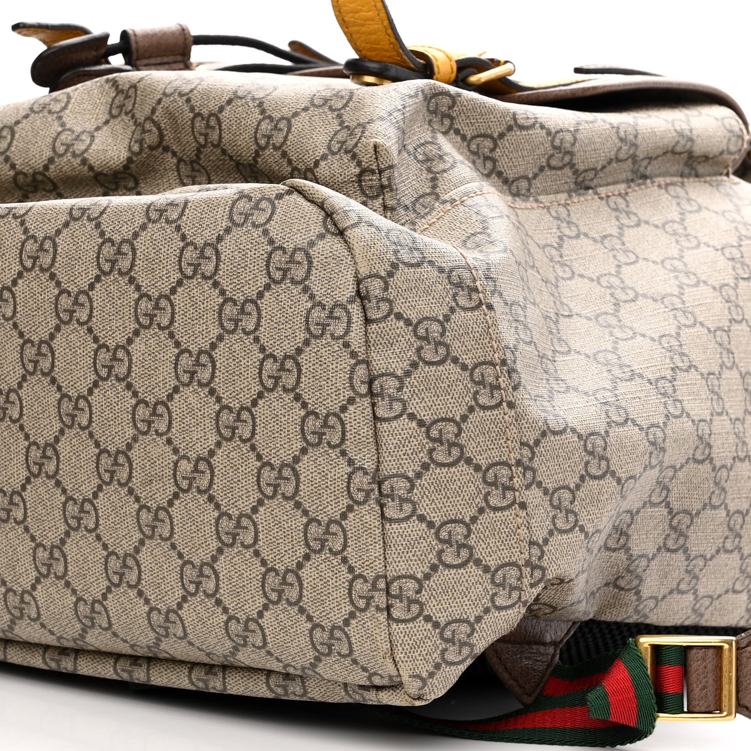 Gucci Soft GG Supreme Monogram Neo Vintage Double Buckle Backpack Beige New Acero Crop 10 of 10