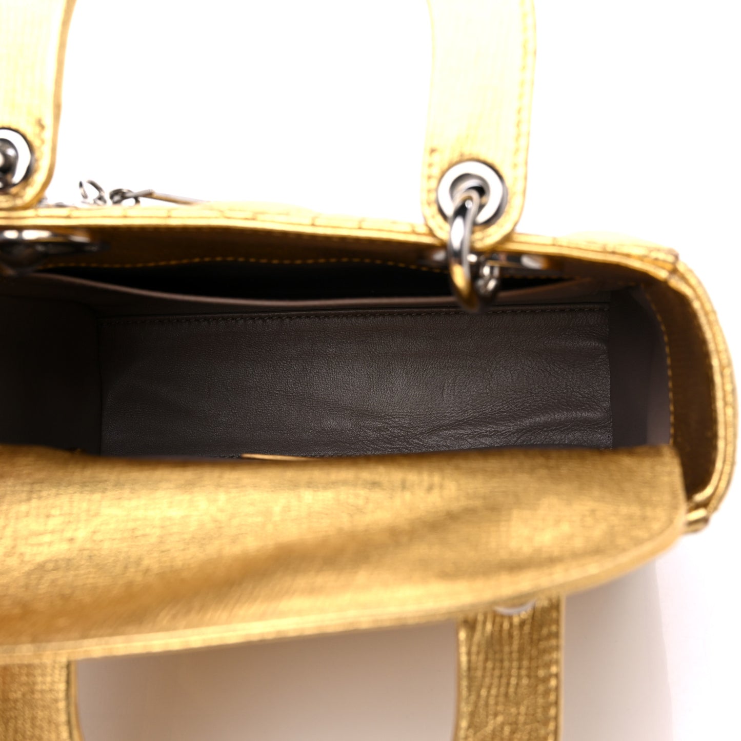 Metallic Grained Calfskin Cannage Small Lucky Badges My Lady Dior Gold
