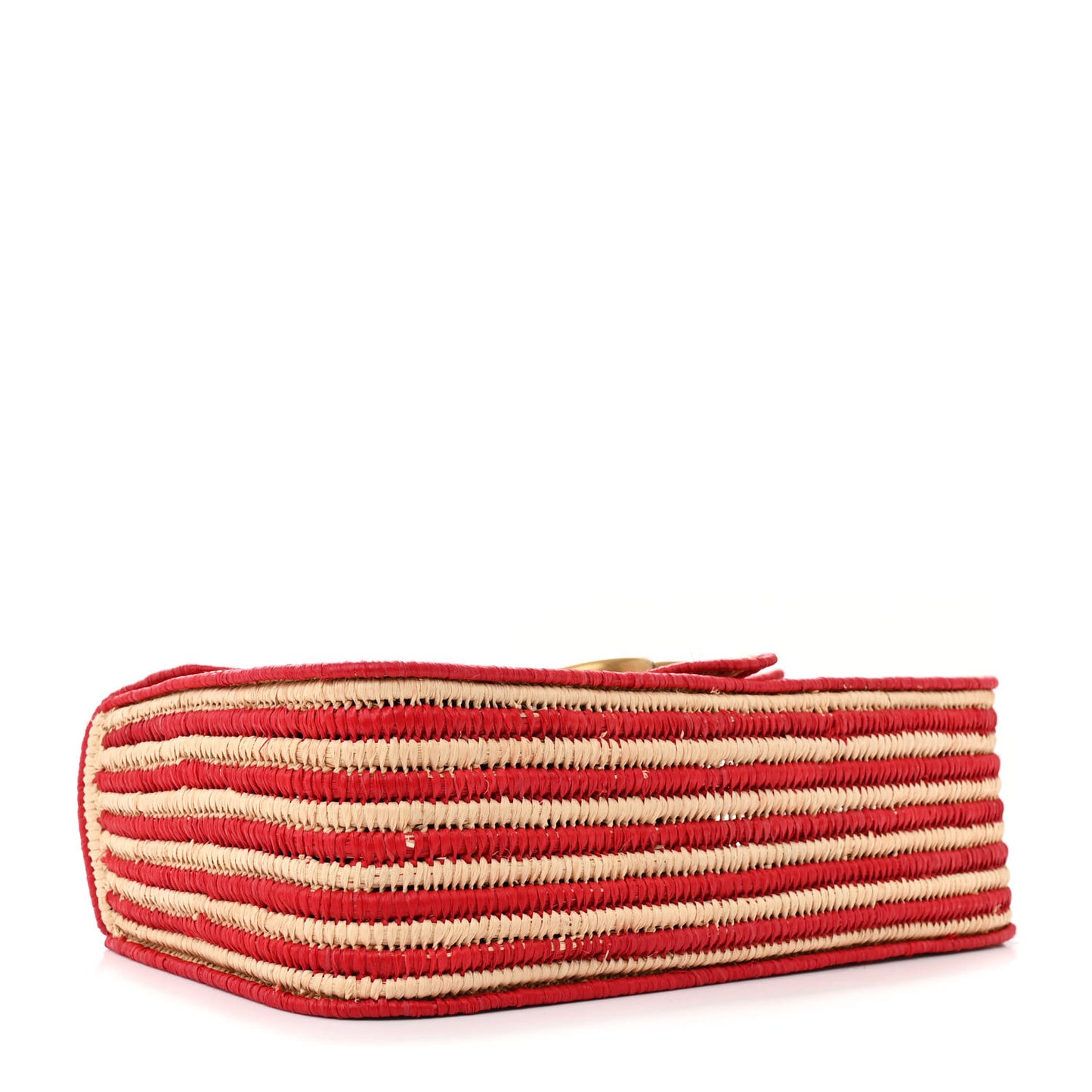 Raffia Woven Small GG Marmont Shoulder Bag Natural Hibiscus Red