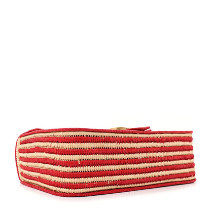 Gucci Raffia Woven Small GG Marmont Shoulder Bag Natural Hibiscus Red 4 of 10