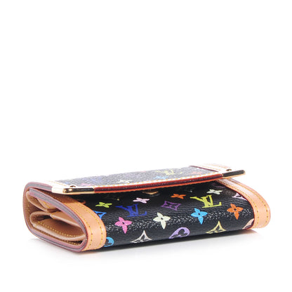 Louis Vuitton Monogram Multicolor Porte-Monnaie Plat Coin Purse Black 4 of 8