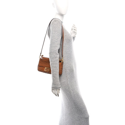 Fendi Nappa FF 1974 Embossed Baguette Brandy 2 of 11