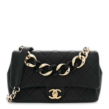 Chanel Lambskin Quilted Resin Bi-Color Chain Flap Bag Black 1 of 10