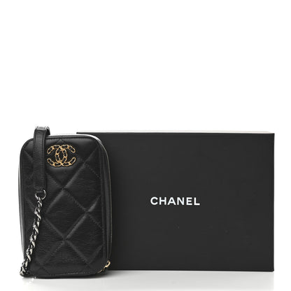 Chanel Lambskin Quilted Chanel 19 Zip Phone Case Black 11 of 11