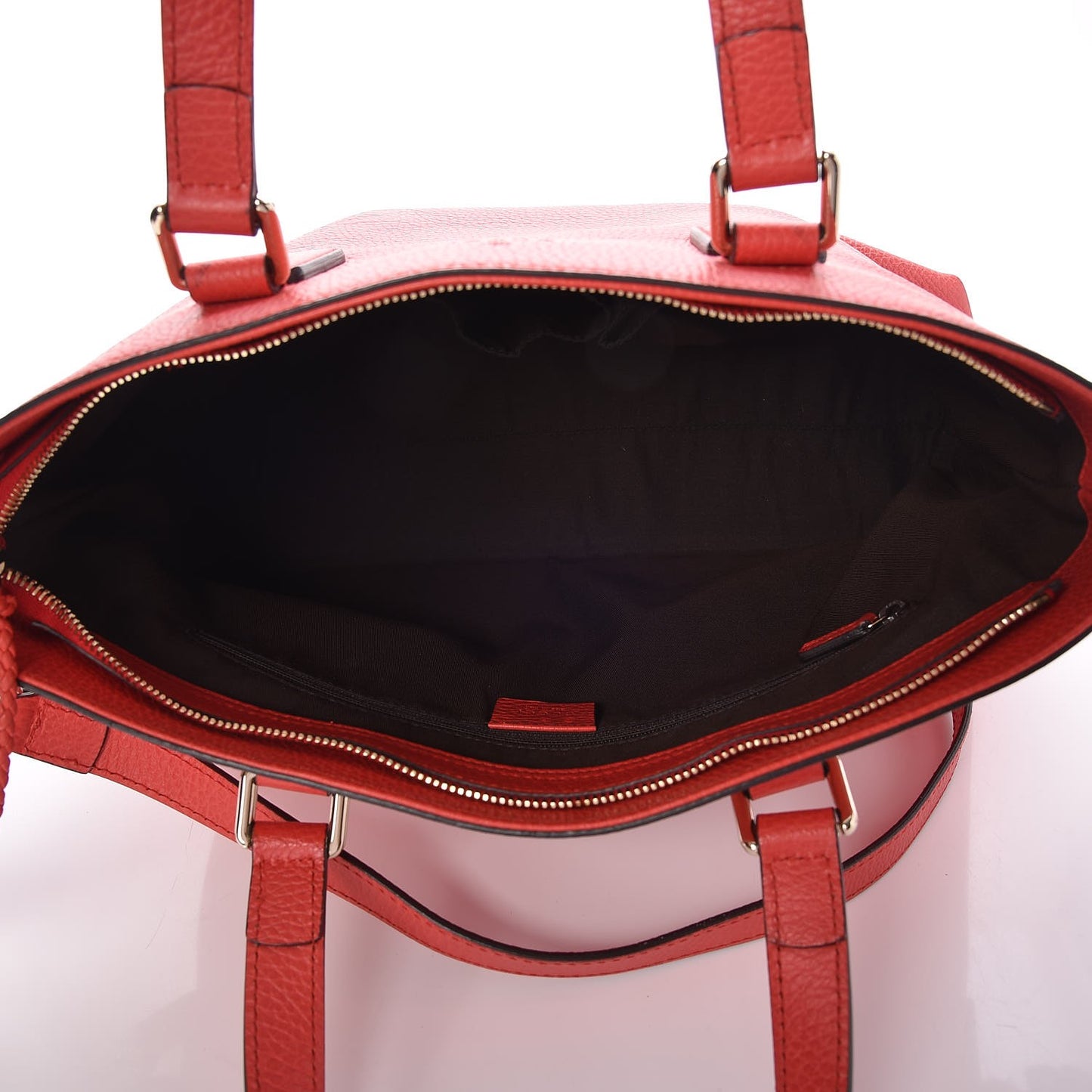 Calfskin Bamboo Tassel Top Handle Tote Red