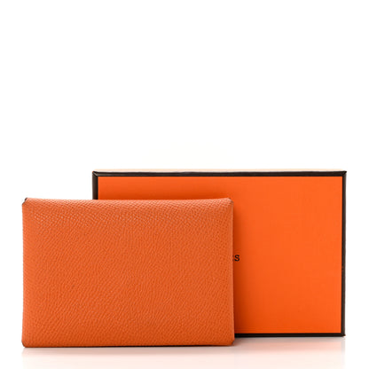 Hermes Epsom Calvi Duo Card Case Orange 8 of 9
