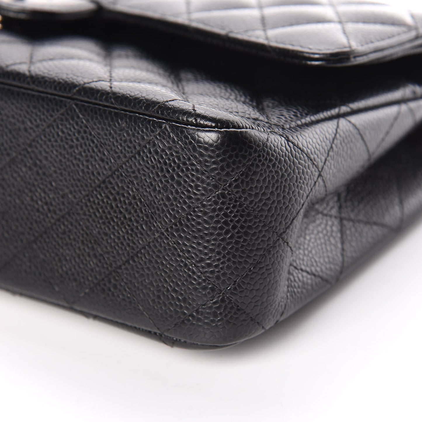 Caviar Quilted Medium Double Flap Black