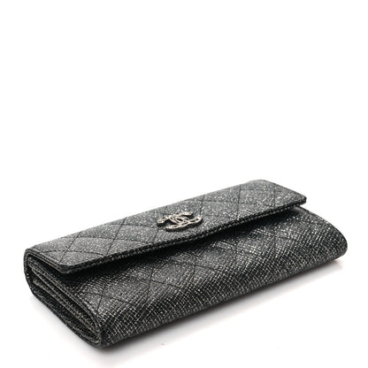 Chanel Metallic Calfskin Quilted Large Gusset Flap Wallet Dark Grey 4 of 7