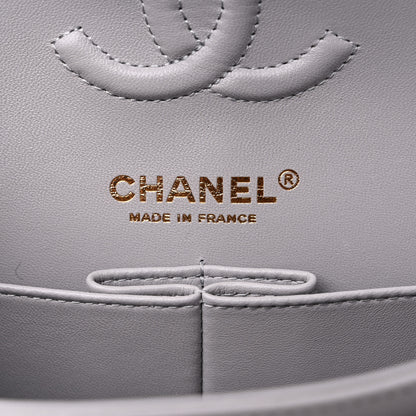 Chanel Lambskin Quilted Small Double Flap Light Grey 6 of 10