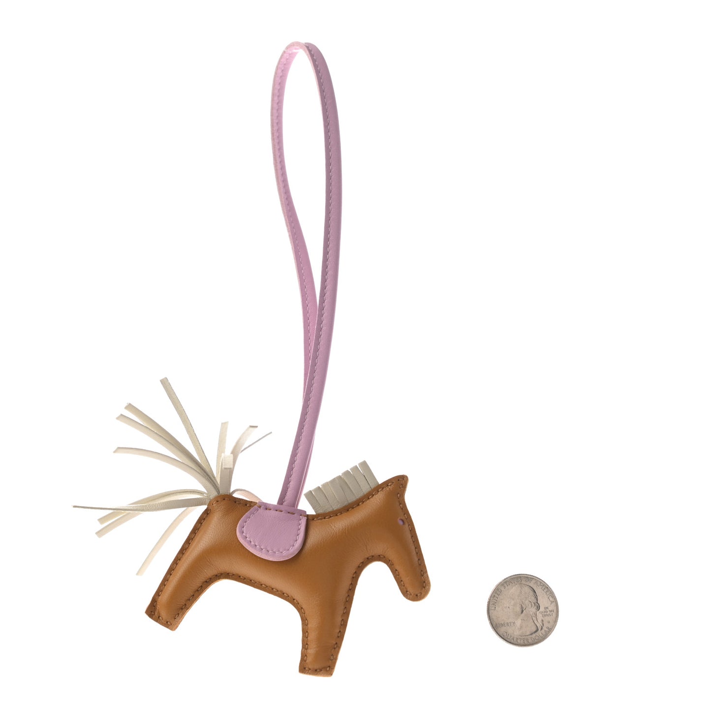 Milo Lambskin Grigri Rodeo Horse Bag Charm PM Sesame Mauve Sylvestre Craie