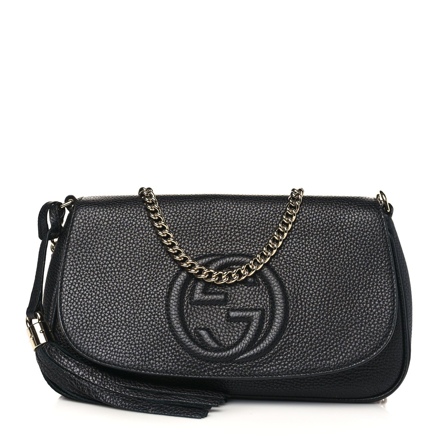 Gucci Pebbled Calfskin Medium Soho Flap Crossbody Black 1 of 9
