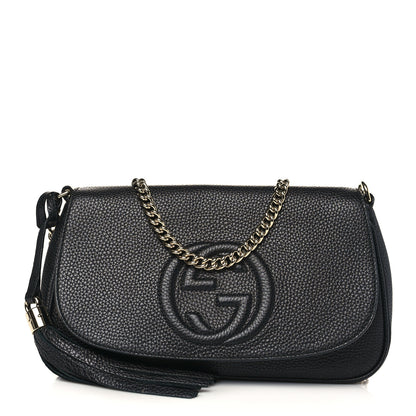 Gucci Pebbled Calfskin Medium Soho Flap Crossbody Black 1 of 9