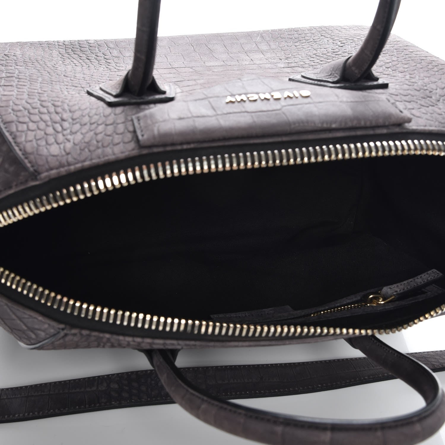 Givenchy Nubuck Crocodile Embossed Medium Antigona Washed Black 6 of 8