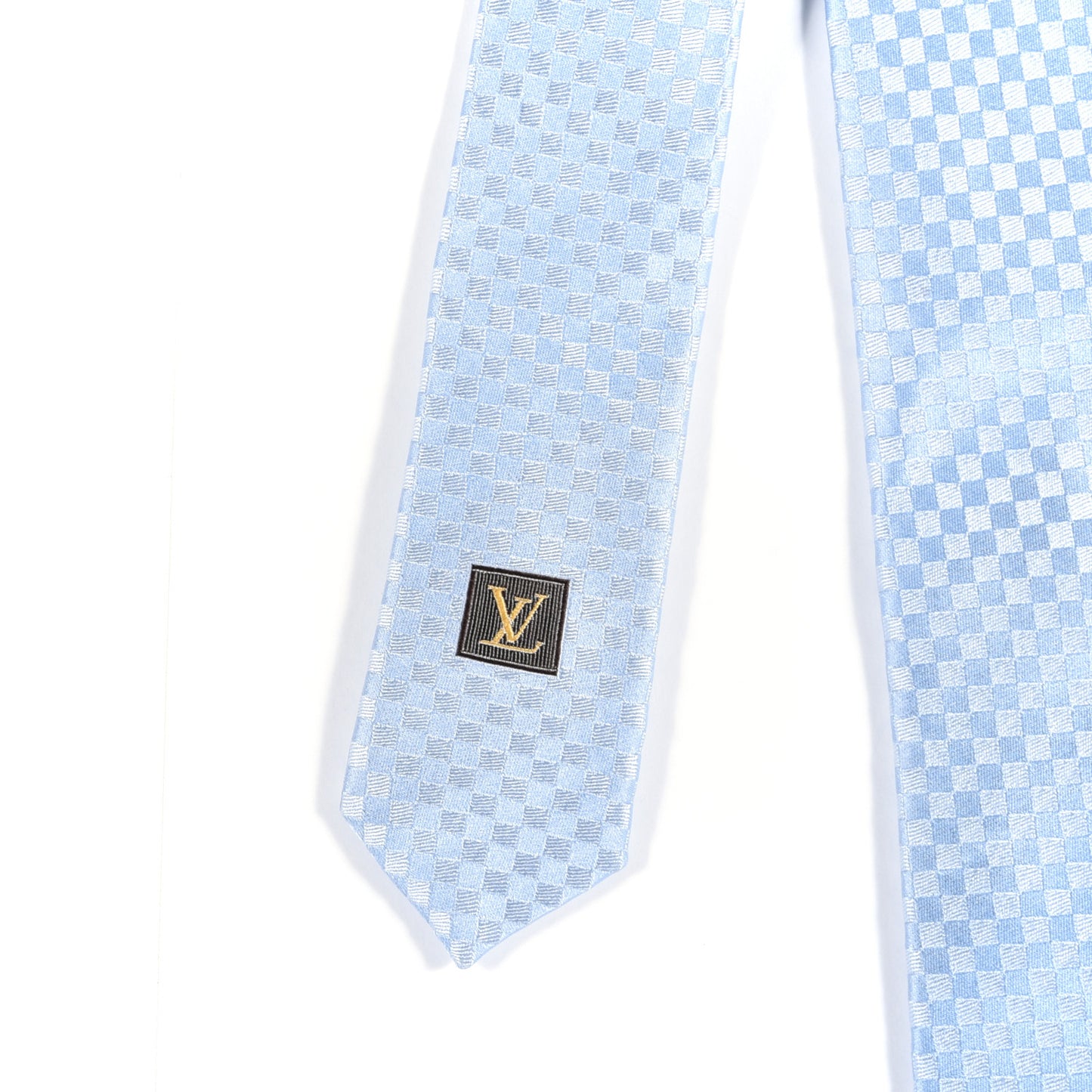 Silk Damier Classic Neck Tie Blue
