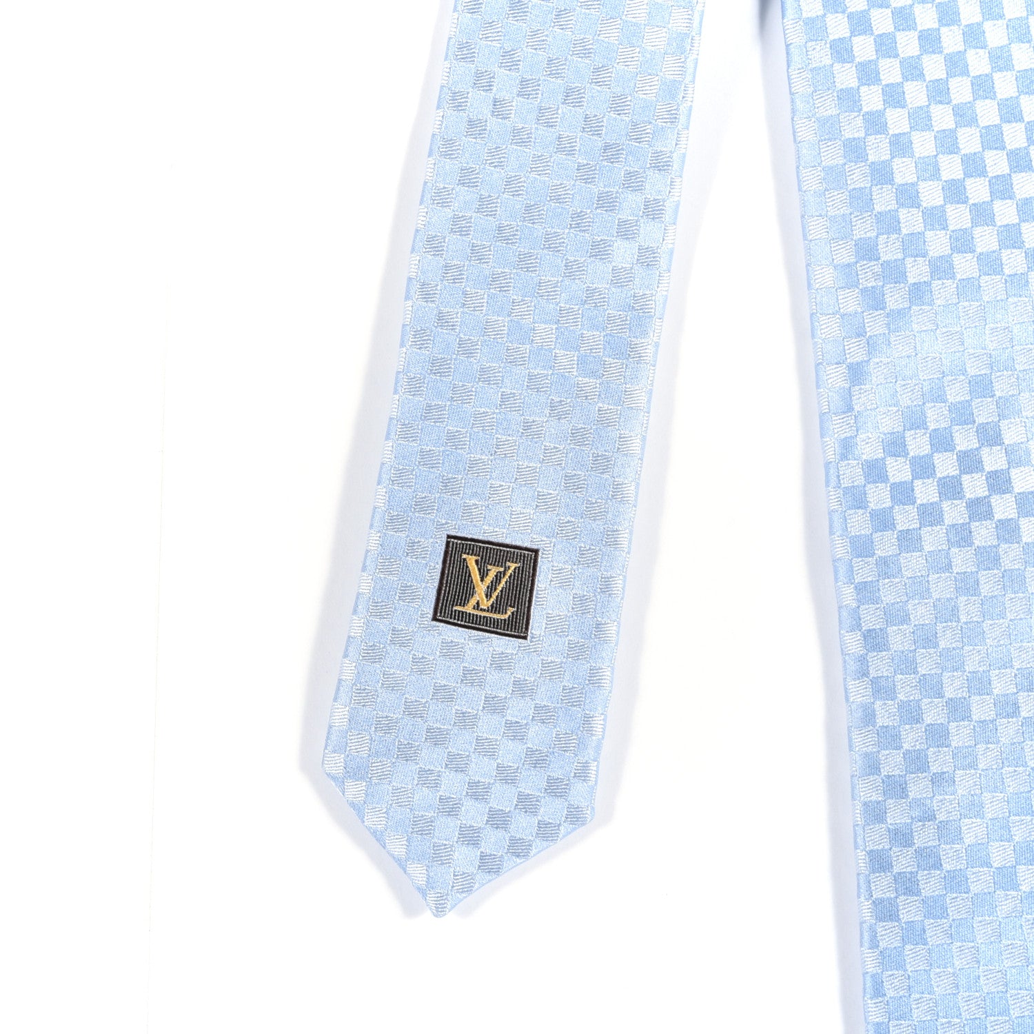 Louis Vuitton Silk Damier Classic Neck Tie Blue 2 of 5