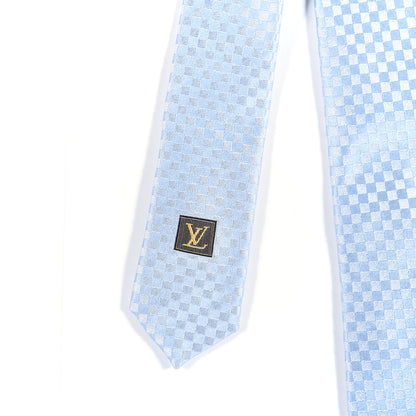 Louis Vuitton Silk Damier Classic Neck Tie Blue 2 of 5