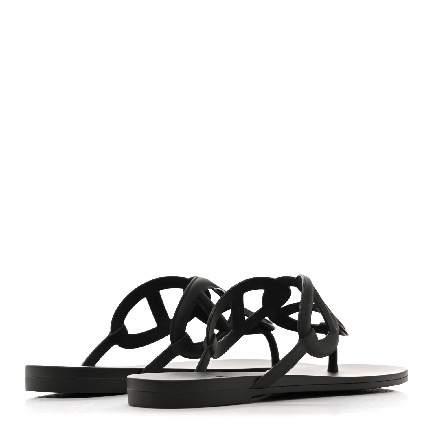 Hermes Rubber Womens Egerie Sandals 37 Black 5 of 11
