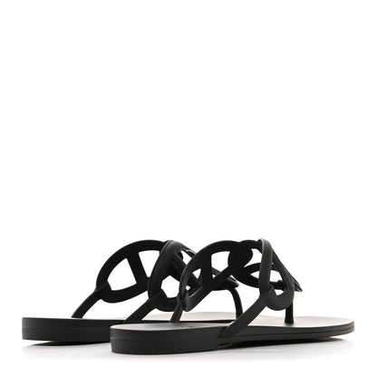 Hermes Rubber Womens Egerie Sandals 37 Black 5 of 11