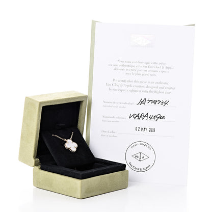 Van Cleef & Arpels 18K Yellow Gold Mother of Pearl Vintage Alhambra Pendant Necklace 6 of 6