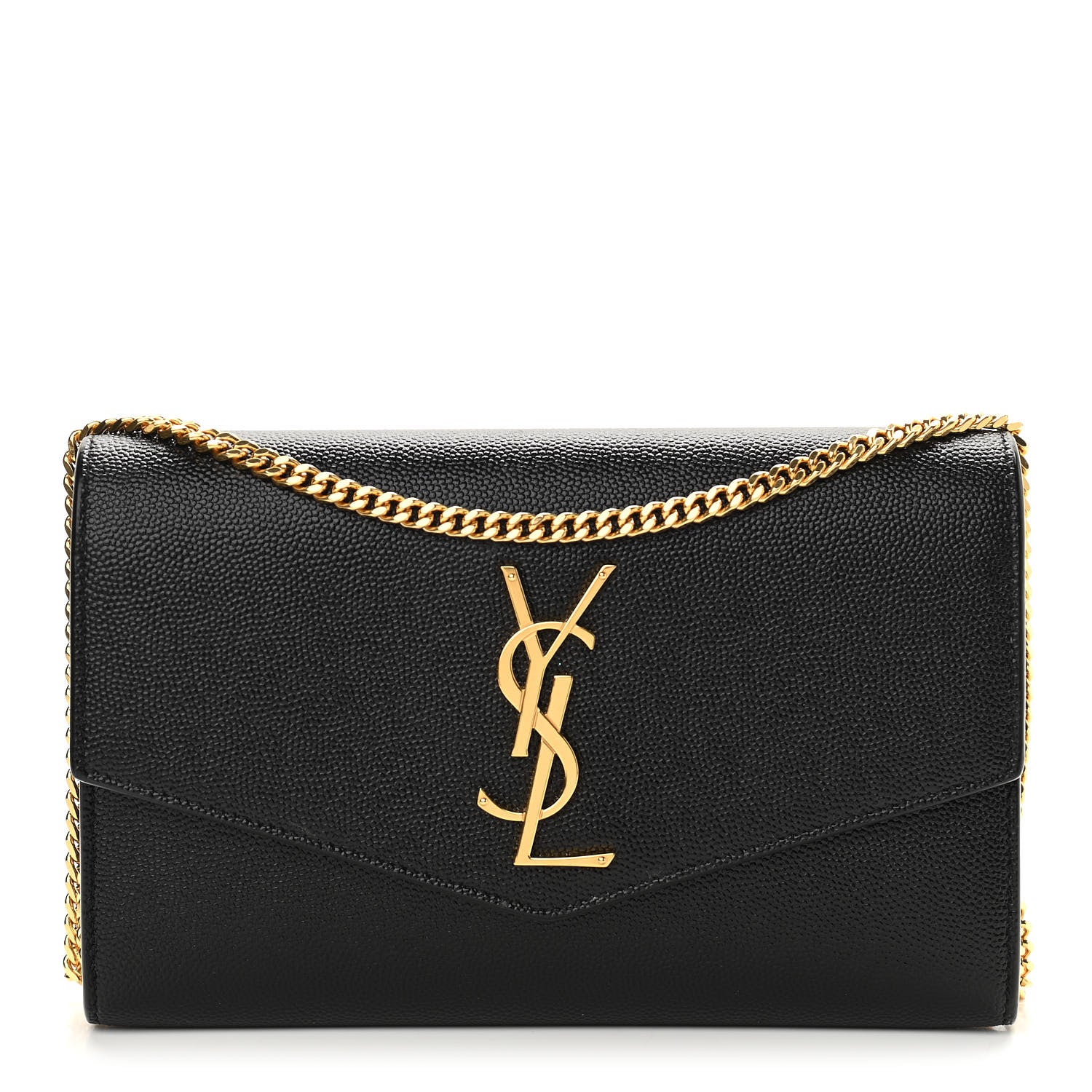 Saint Laurent Grain De Poudre Uptown Chain Wallet Black 1 of 12