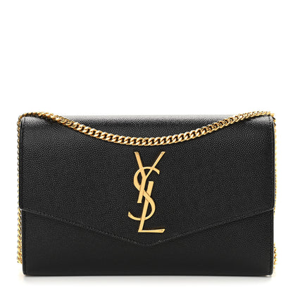 Saint Laurent Grain De Poudre Uptown Chain Wallet Black 1 of 12
