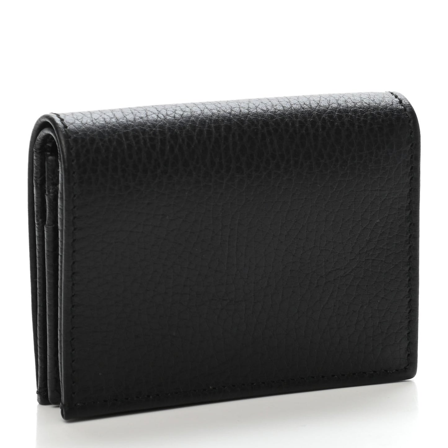 Pebbled Calfskin GG Marmont Card Case Black