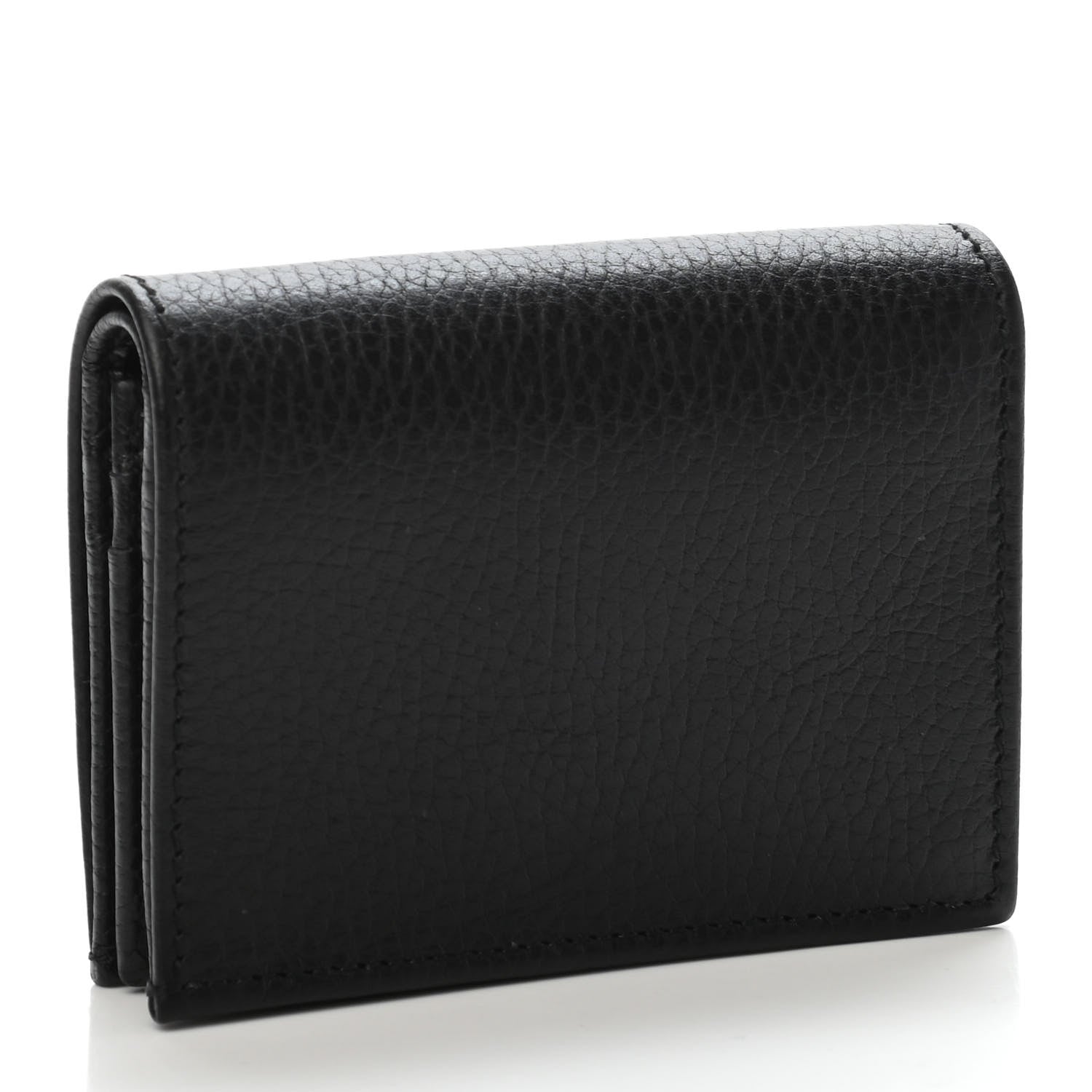 Gucci Pebbled Calfskin GG Marmont Card Case Black 2 of 4