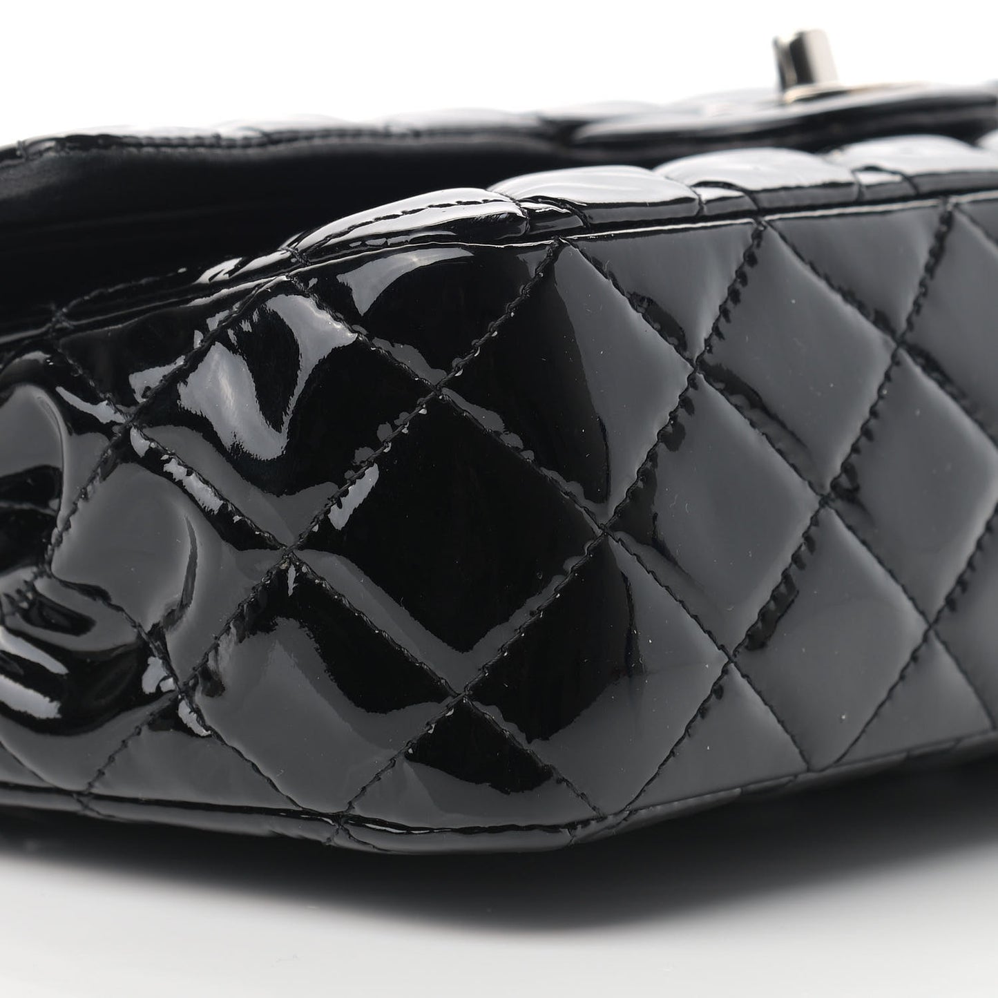 Patent Quilted Medium Double Flap Black