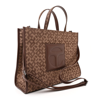 Telfar Monogram Jacquard Medium Shopping Bag Tan 3 of 10