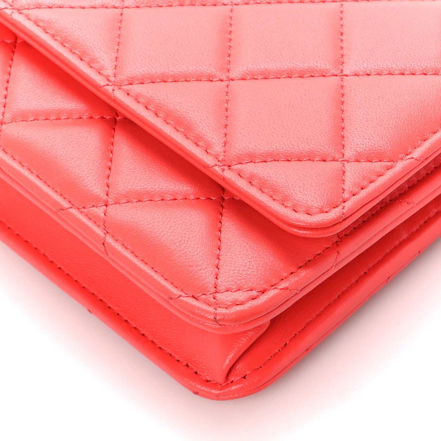 Chanel Lambskin Quilted Wallet On Chain WOC Orange 11 of 11