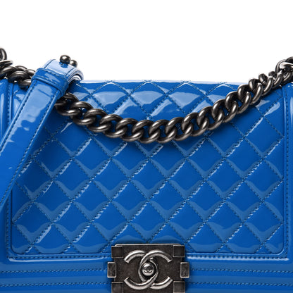Chanel Patent Calfskin Quilted Medium Boy Flap Blue 12 of 12