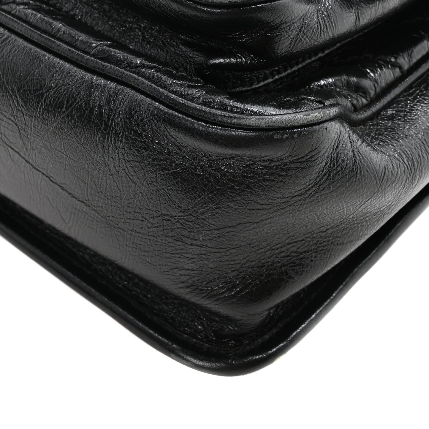 Crinkled Calfskin Matelasse Monogram Medium Niki Chain Satchel Black