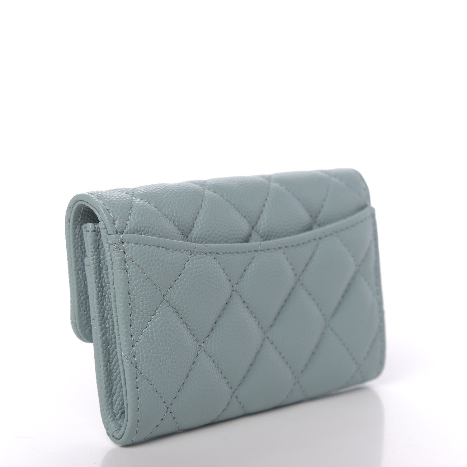 Chanel Caviar Quilted Flap Card Holder Wallet Light Blue 4 of 8