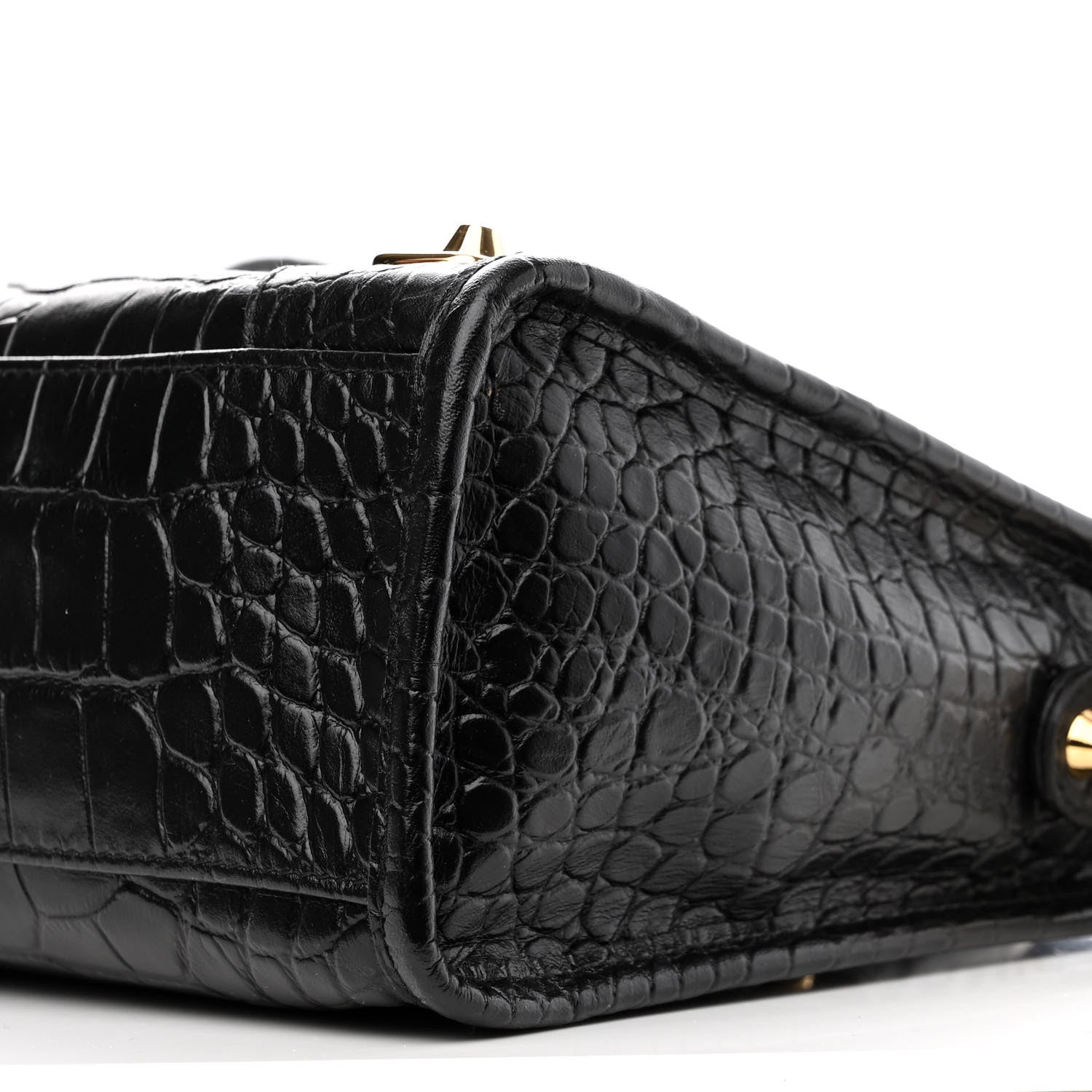 Balenciaga Calfskin Crocodile Embossed Gold Metallic Edge Hardware S City Black 10 of 10
