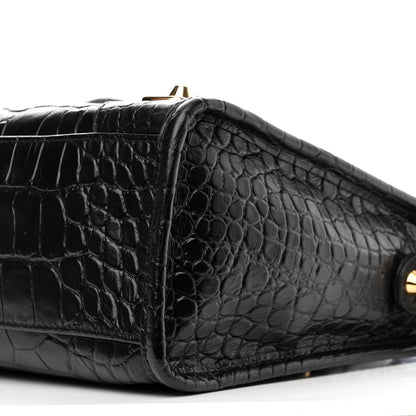 Balenciaga Calfskin Crocodile Embossed Gold Metallic Edge Hardware S City Black 10 of 10