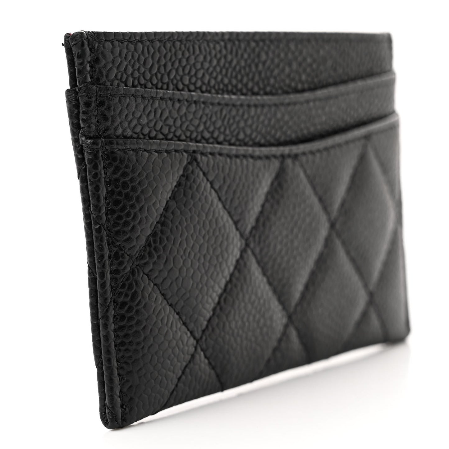 Caviar Quilted Card Holder Black