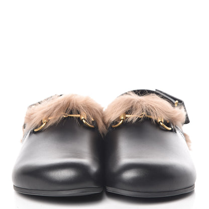 Gucci Calfskin Fur Mens Horsebit River Slingback Slippers 8 Black 2 of 10