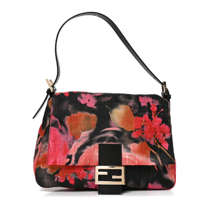 Fendi Zucchino Vitello Floral Forever Mama Baguette Black Multicolor 1 of 10