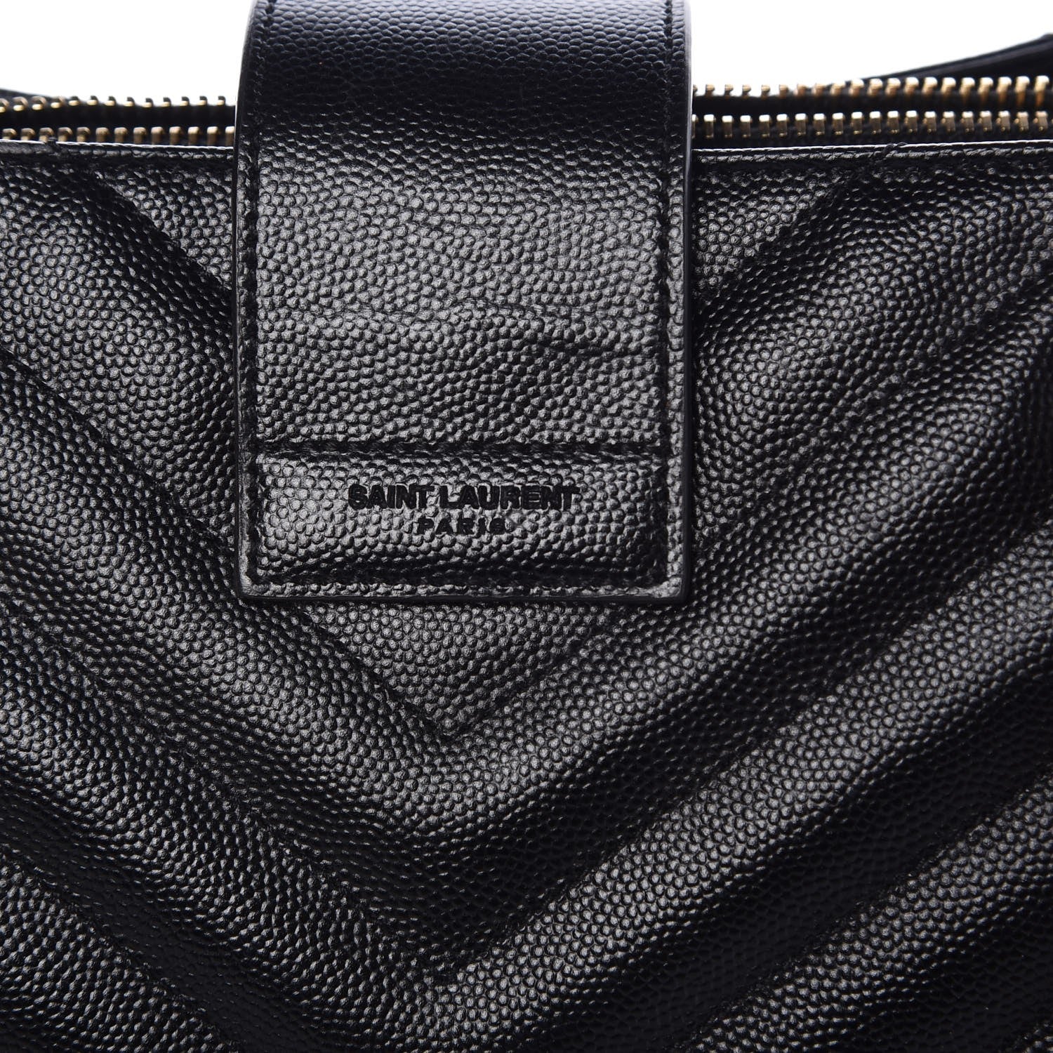 Saint Laurent Grain De Poudre Matelasse Chevron Monogram Shopping Bag Black 7 of 10