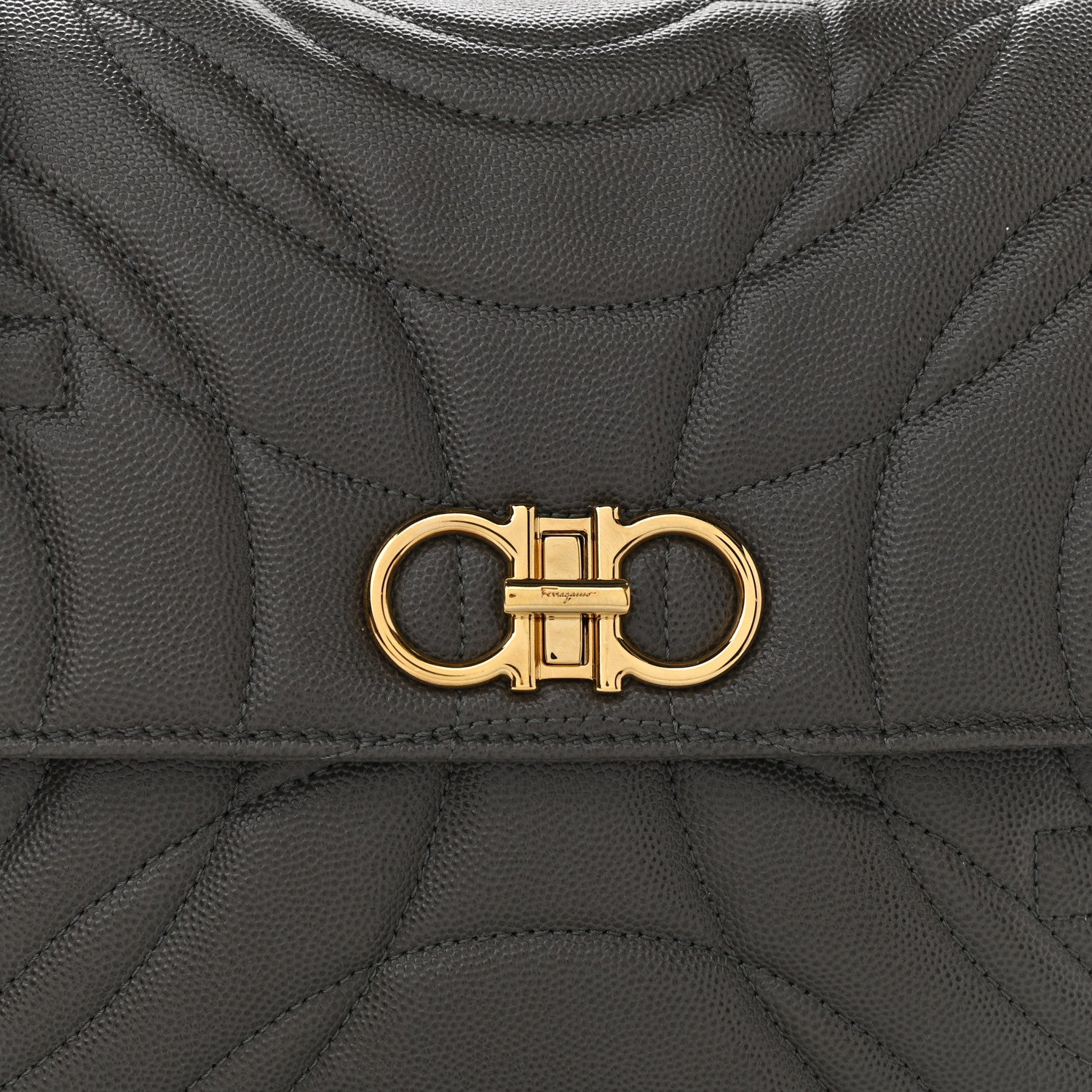 Salvatore Ferragamo Calfskin Quilted Medium Gancini Top Handle Bag Sparrow 8 of 10