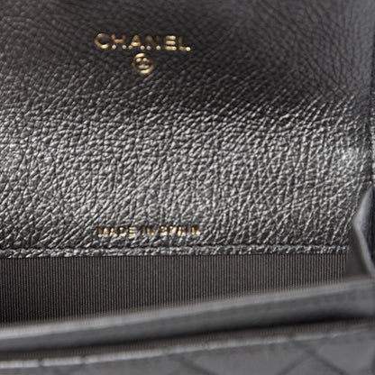 Chanel Metallic Calfskin Quilted Reissue Flap Card Holder Charcoal 7 of 9