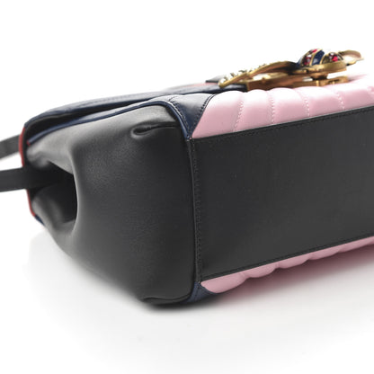 Gucci Calfskin Bamboo Trapuntata Queen Margaret Top Handle Bag Blue Agata Hibiscus Red Mystic White Sugar Pink 7 of 12