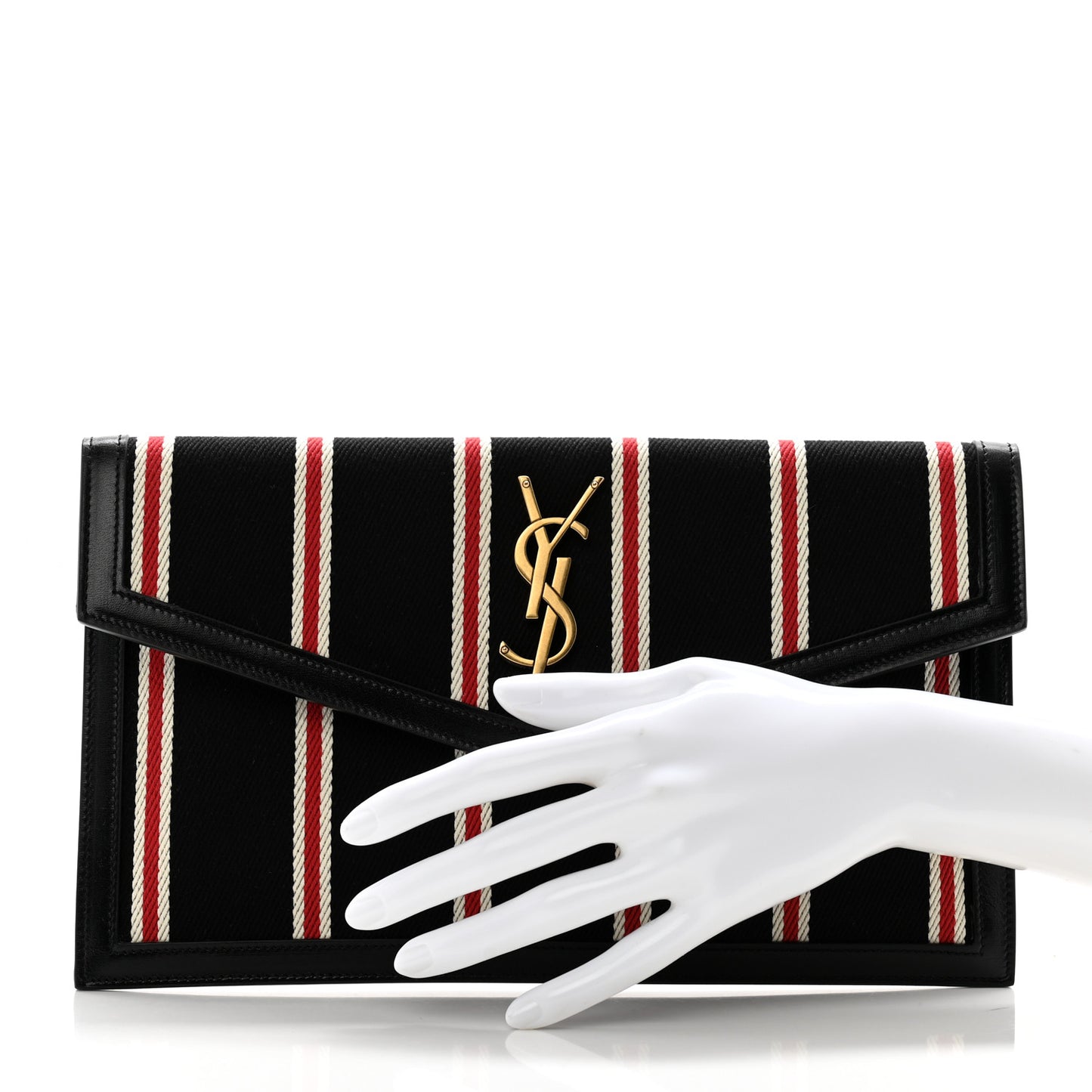 Canvas Striped Uptown Pouch Red Black
