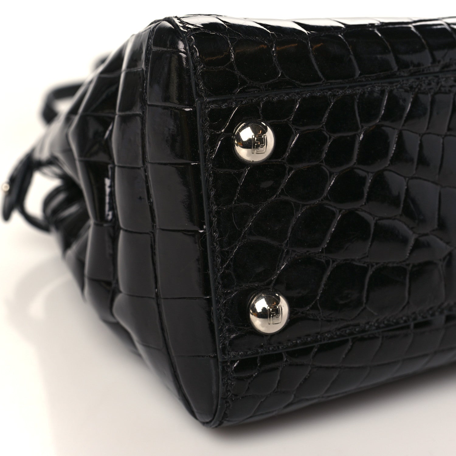Fendi Crocodile Mini Peekaboo Iconic Satchel Black 8 of 10