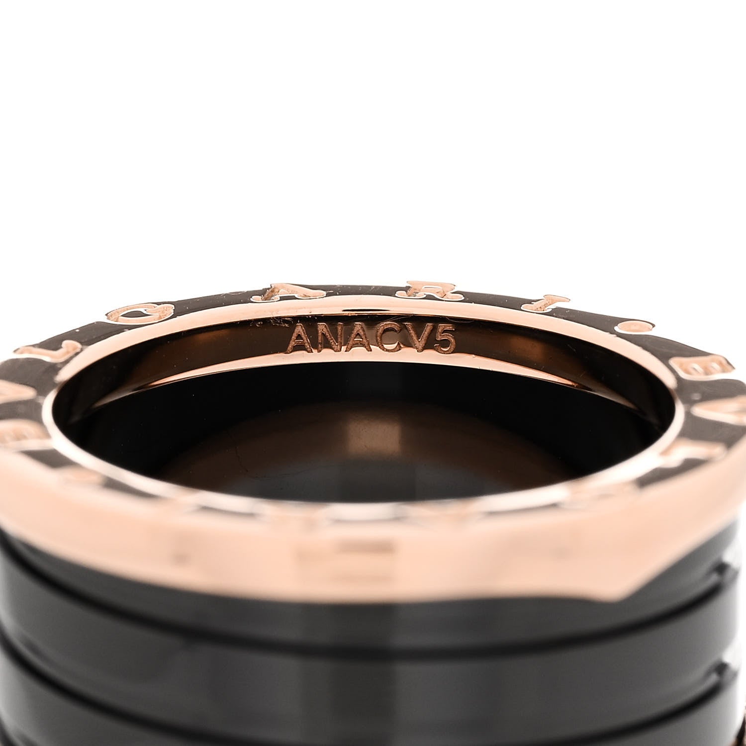 Bulgari 18K Rose Gold Black Ceramic B.Zero1 Four-Band Ring 57 8 4 of 7