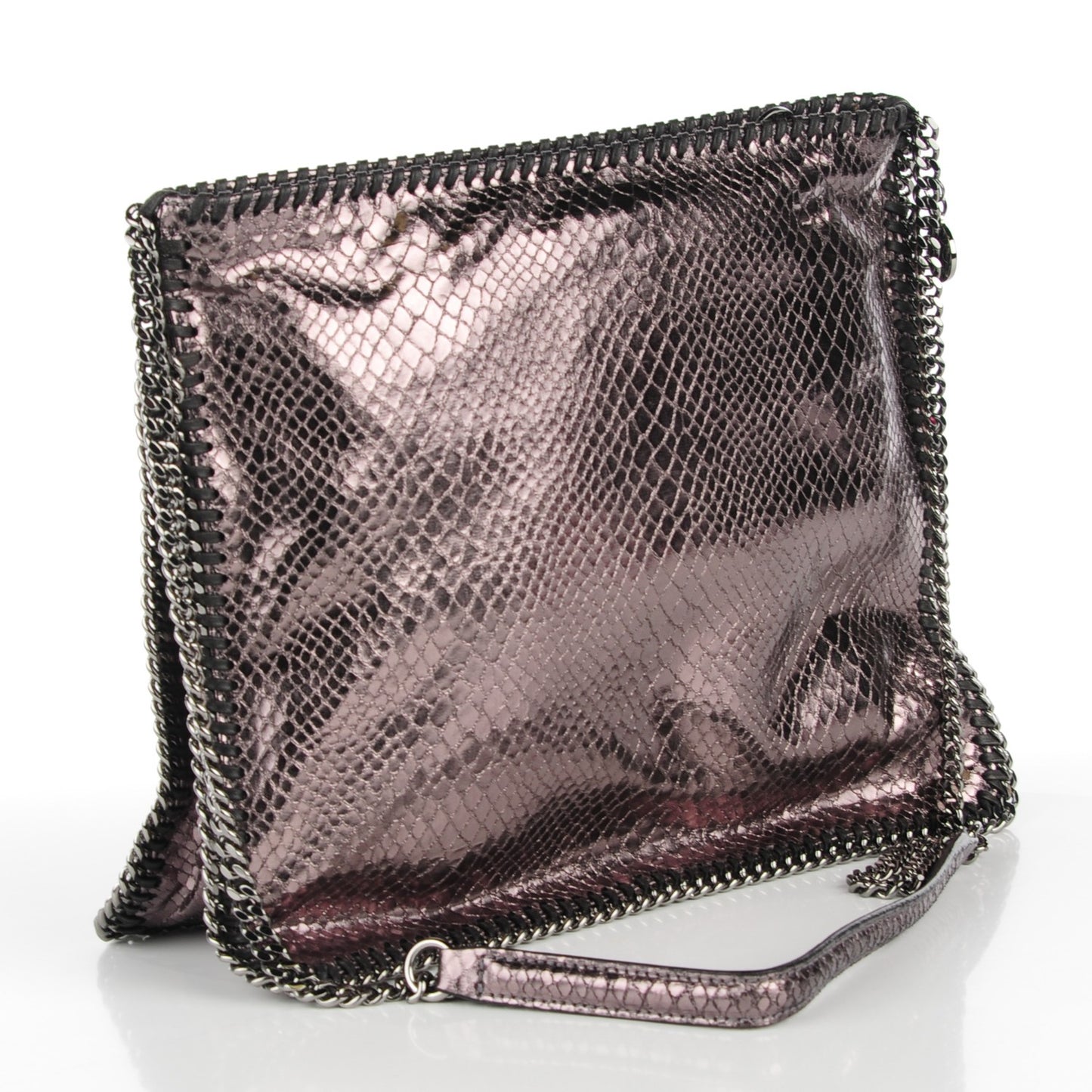Metallic Faux Python Falabella Messenger Grey