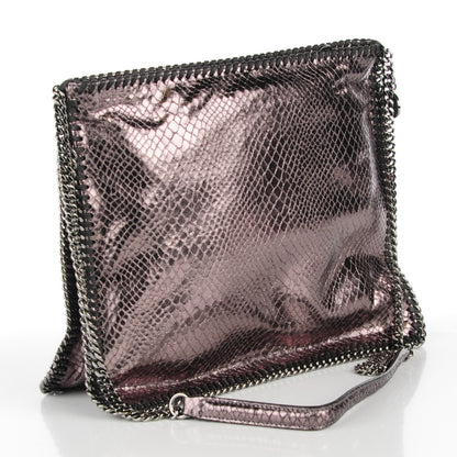 Stella McCartney Metallic Faux Python Falabella Messenger Grey 3 of 8