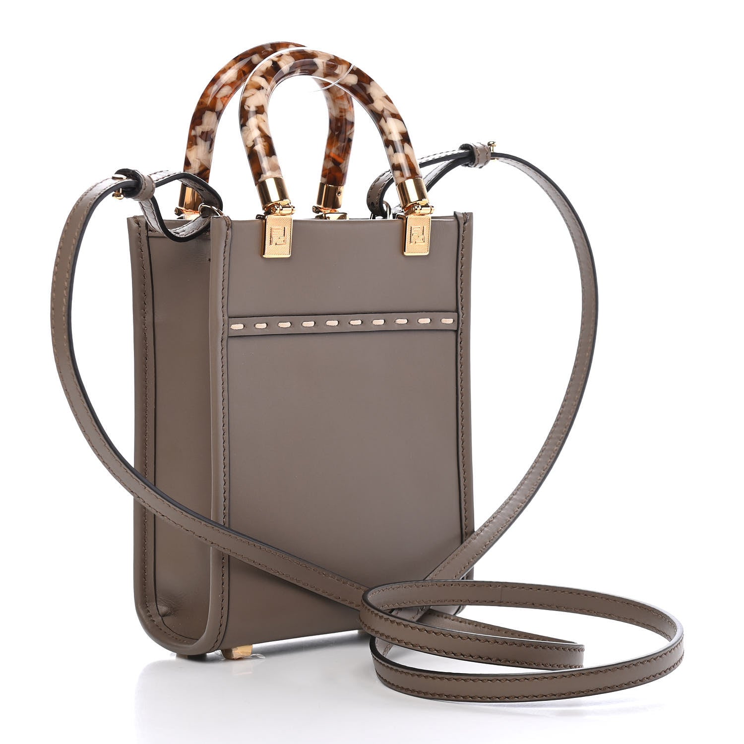 Fendi Vitello King Plexiglass Elaphe Python Print Logo Mini Fendi Sunshine Shopper Tote Tartufo Daisy Roccia 2 of 7