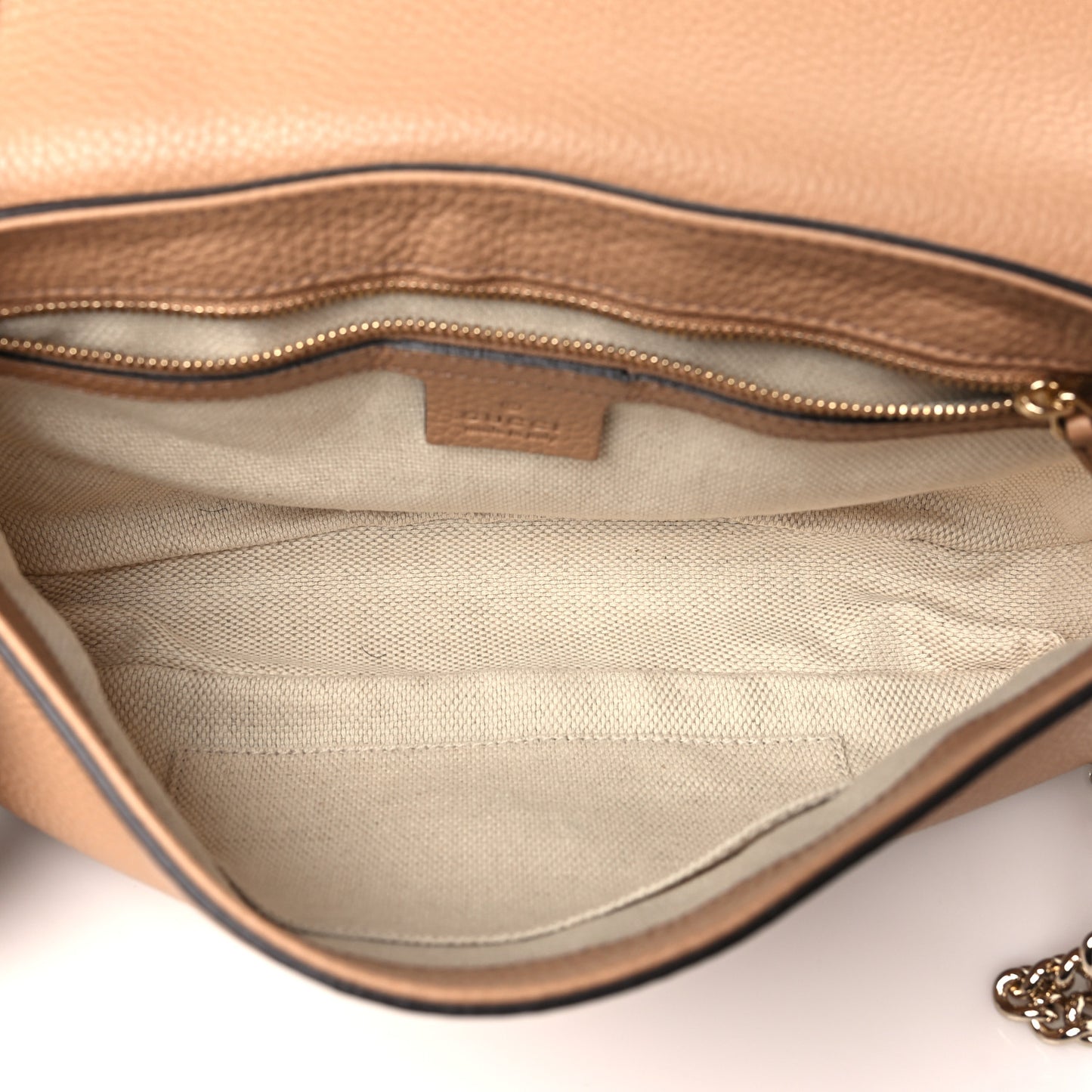 Pebbled Calfskin Medium Soho Flap Crossbody Camelia